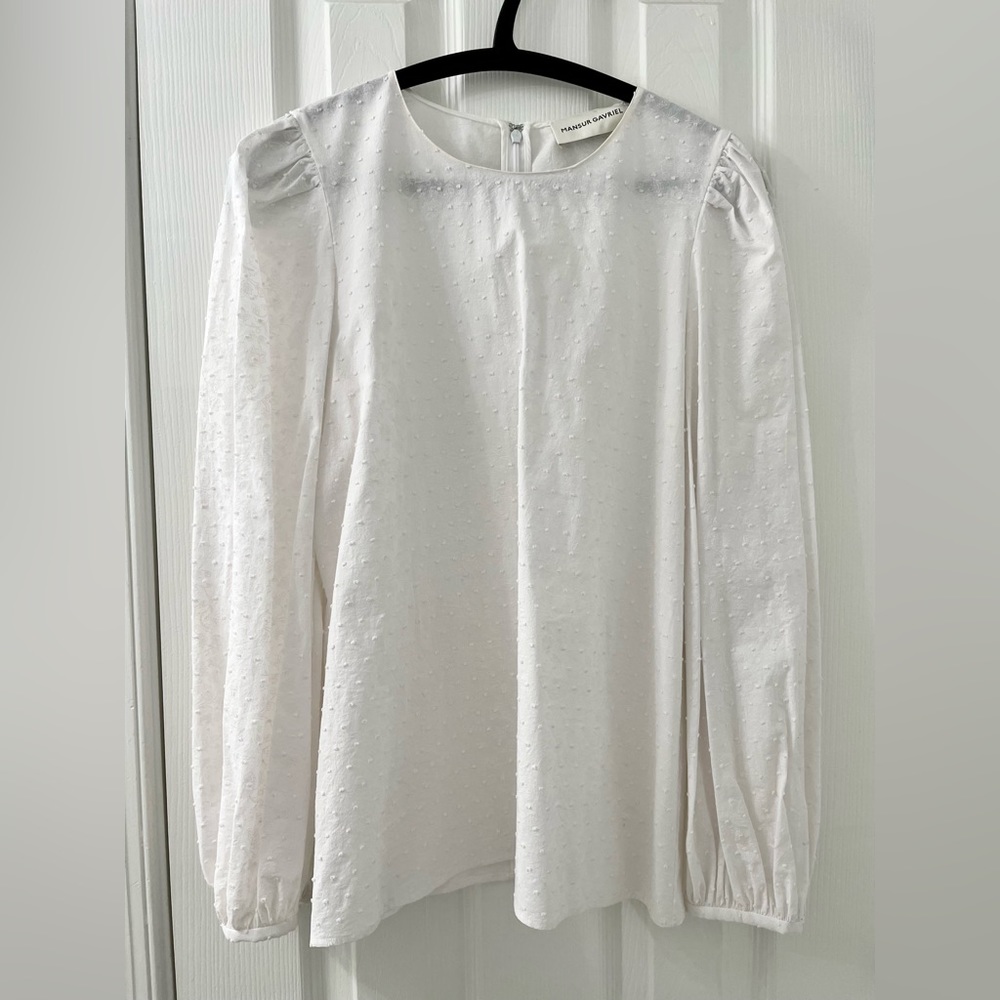 mansur gavriel white Cottton long Sleeve Shirt blouse Made In Italy Size 38